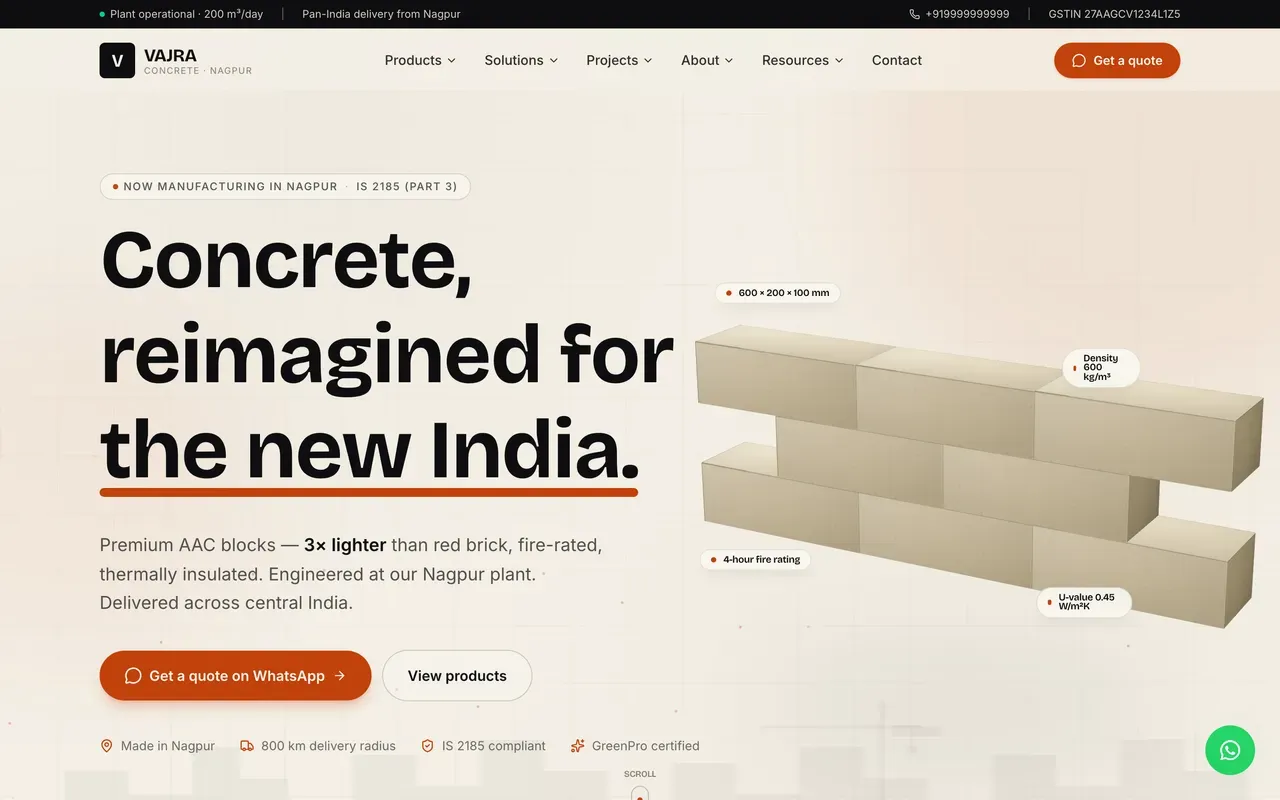 VAJRA Concrete website